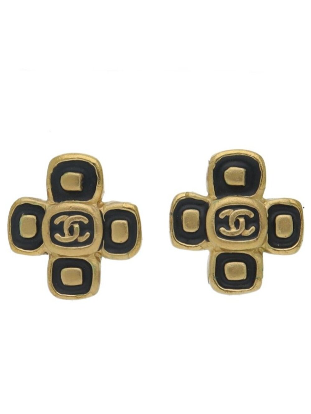 Chanel CC Logo Clover Earrings Metal